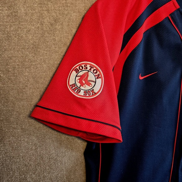 Nike Team Boston Red Sox MLB Baseball Jersey Mens Large Navy Blue Red Button Up - Picture 4 of 11